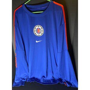 Nike NBA LA CLIPPERS Warm Up Blue Mens 3XL Shirt Long Sleeve Dri-Fit CN3356-495